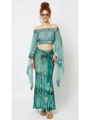 IPNG By Wild Curves: Cascading Turquoise Gemstones Mermaid Skirt Front