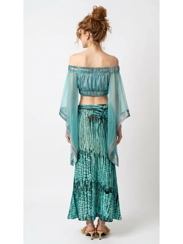 IPNG By Wild Curves: Cascading Turquoise Gemstones Mermaid Skirt Back