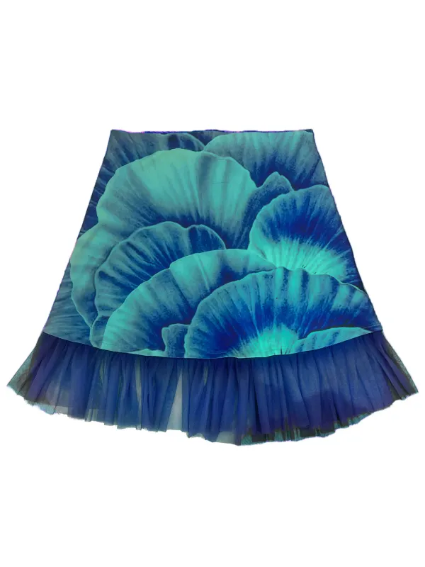 IPNG By Wild Curves: Sapphire Blue Blossom A-Line Mini Skirt
