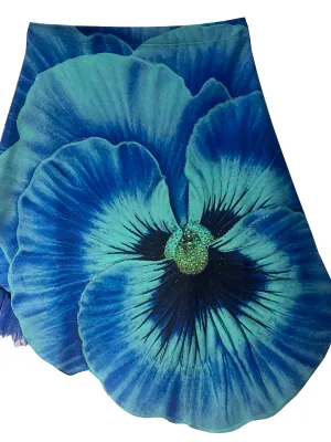 IPNG By Wild Curves: Sapphire Blue Blossom A-Line Mini Skirt Front