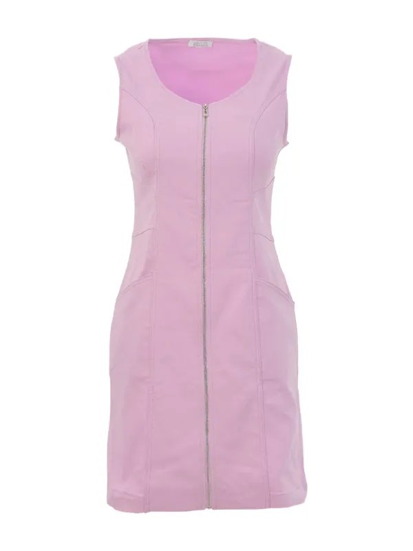 Dolcezza By Wild Curves: Lilac Zip Up Denim Dress (26201) Front 1
