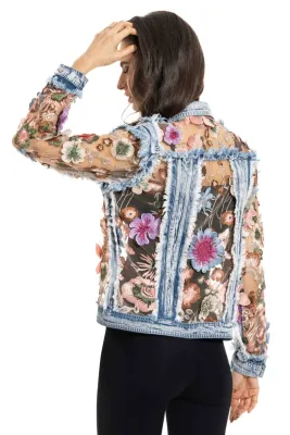 Adore By Wild Curves: 3D Floral Denim Lace Jacket Back
