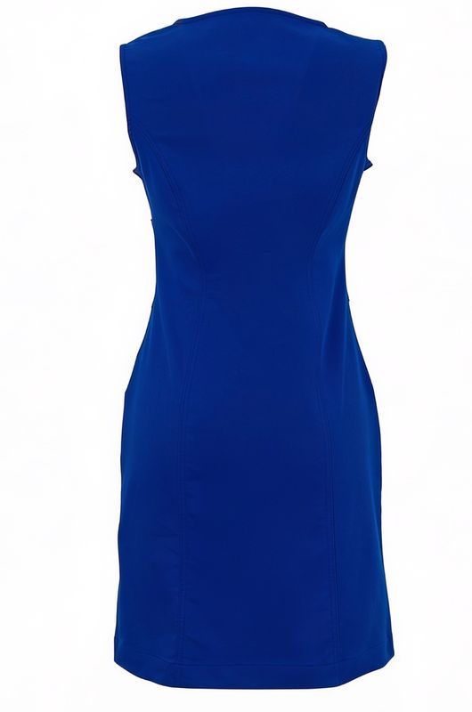 Dolcezza By Wild Curves: Royal Blue Zip Up Denim Dress (26201) Back