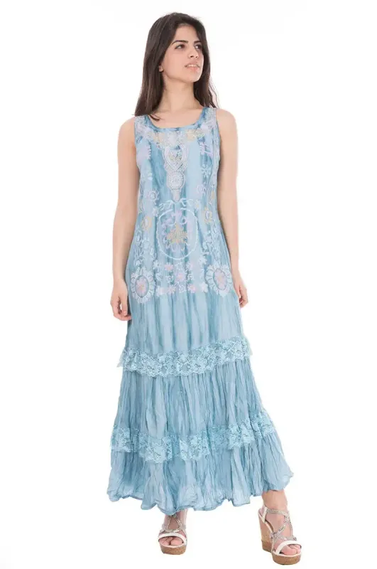 Savage Culture: Crinkled Cotton Nightingale Maxi Sundress Lissa Front