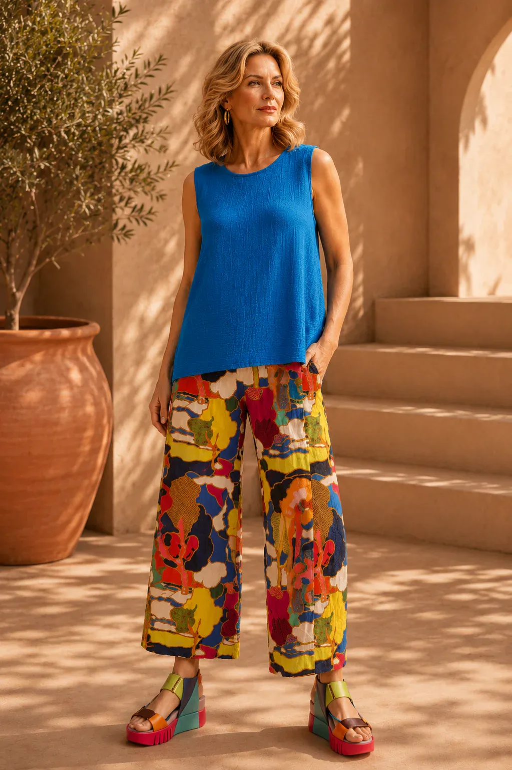 Kozan By Wild Curves: Crinkle Viscose Tom Pant In Arizona
