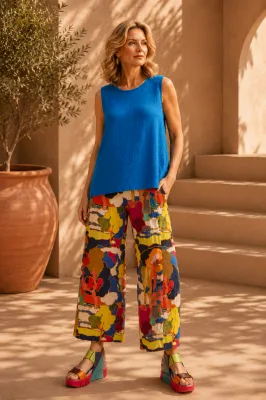 Kozan By Wild Curves: Crinkle Viscose Tom Pant In Misaki Front