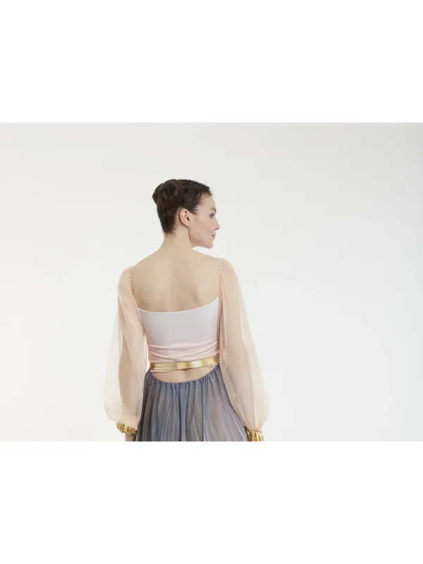IPNG By Wild Curves: Fuzzy Reflections Tulle Sleeve Top In Pink Back