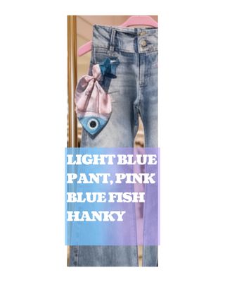 IPNG By Wild Curves: Bell Bottom Denim Illusion Pants With 3D Fish Hanky