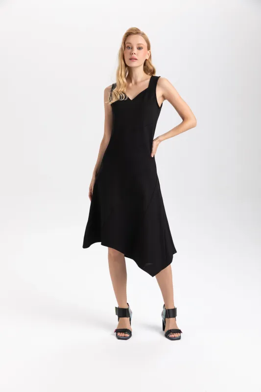 Isle Apparel By Wild Curves: Black Diamond Cut Roma Dress Front 1