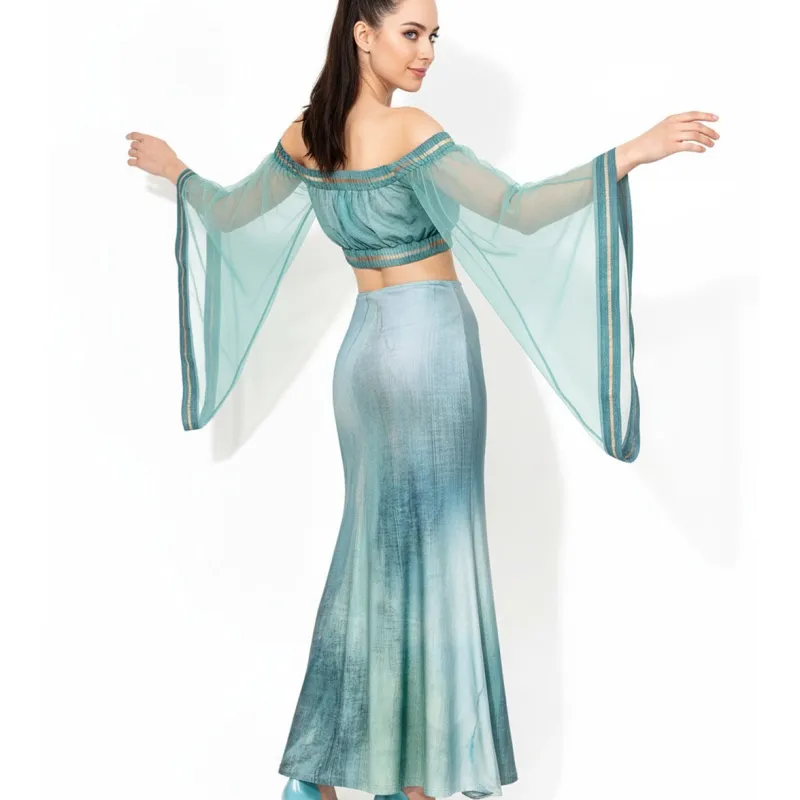 IPNG By Wild Curves: Cascading Sash Misty Aqua Mermaid Skirt Back