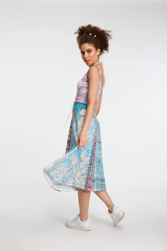 IPNG: Red Hot Ruffled High Waist Midi Skirt Side