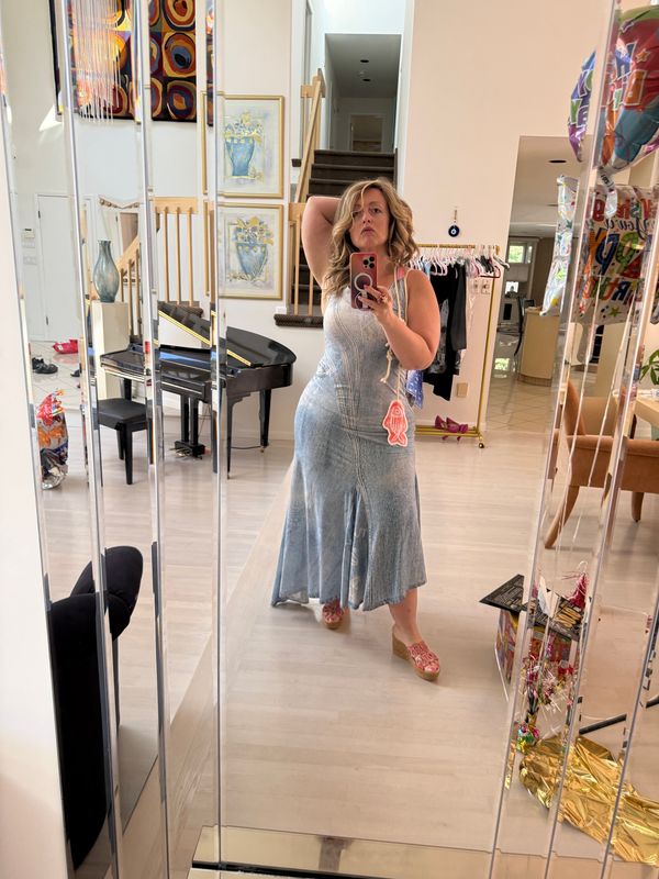 IPNG By Wild Curves: Pink Fish In The Sea Denim Illusion Mermaid Sundress
