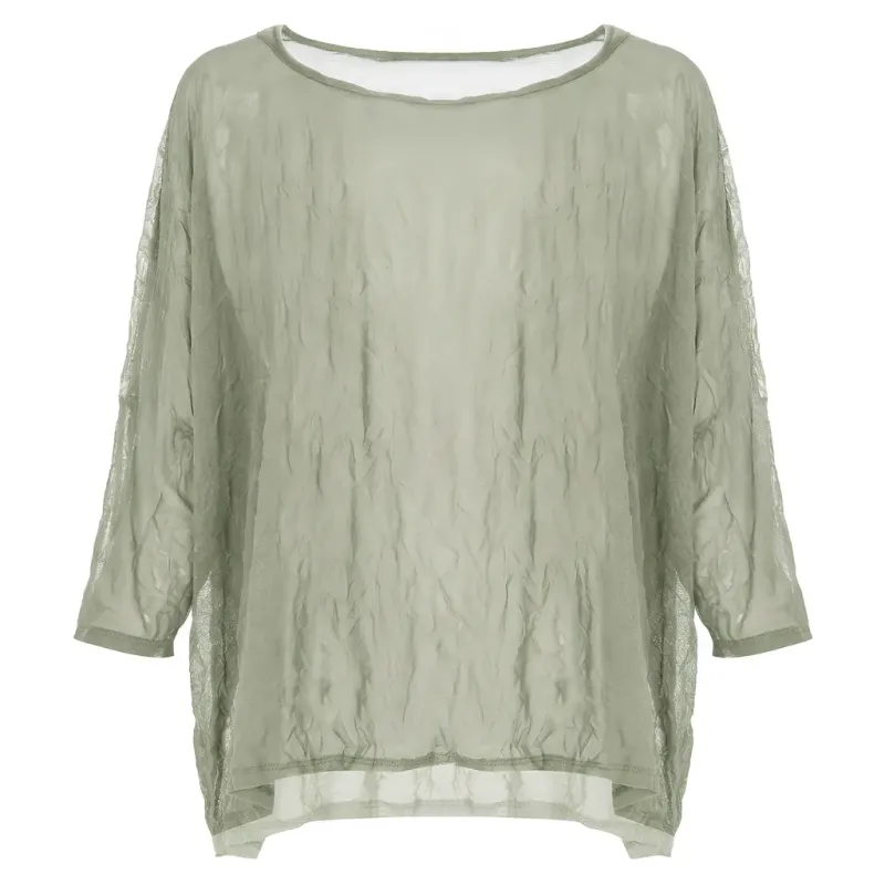 Kozan By Wild Curves: White Crush Mayim Mesh Top Front