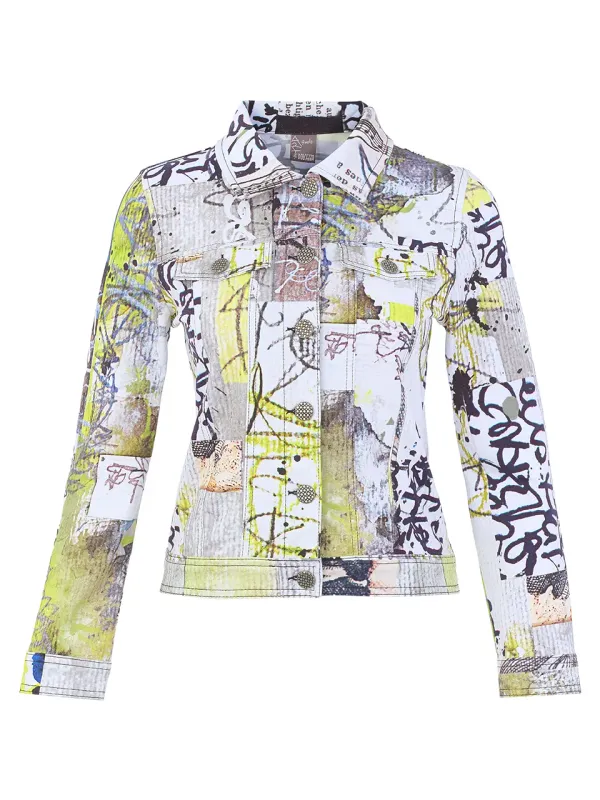 Dolcezza By Wild Curves: Fragments Of Color Art Soft Denim Jacket (76726) Front