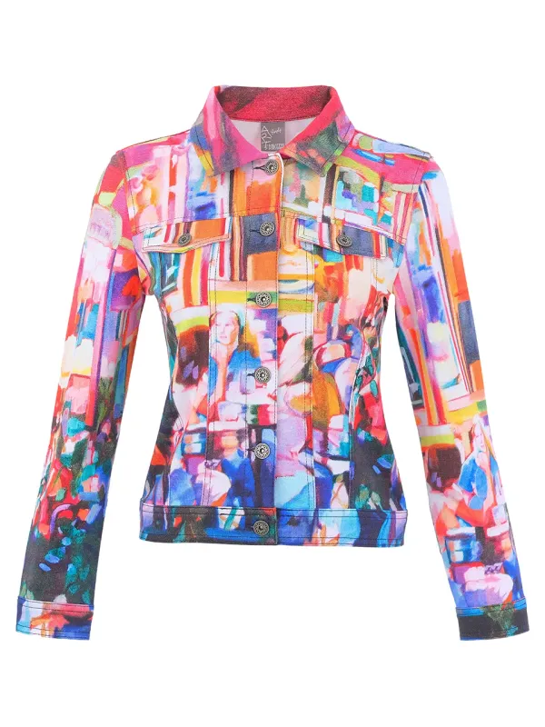Dolcezza By Wild Curves: Friday Nights Art Soft Denim Jacket (76618) Front