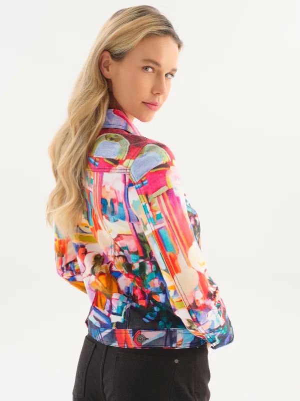 Dolcezza By Wild Curves: Friday Nights Art Soft Denim Jacket (76618) Back