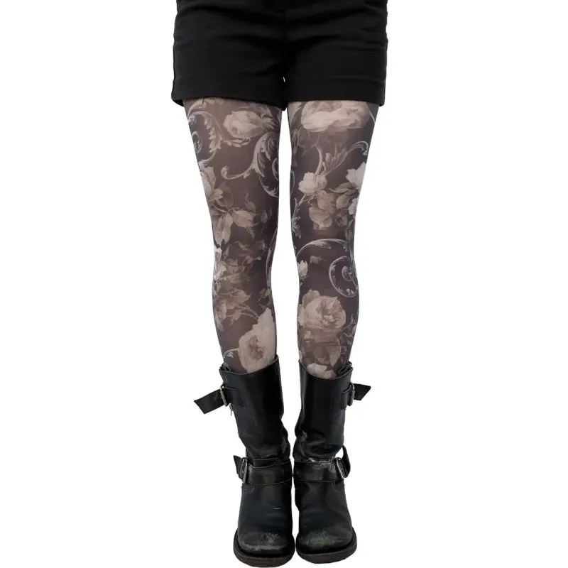 Malka Chic By Wild Curves: Sensual Flower Lace Blossom Tights Front 1