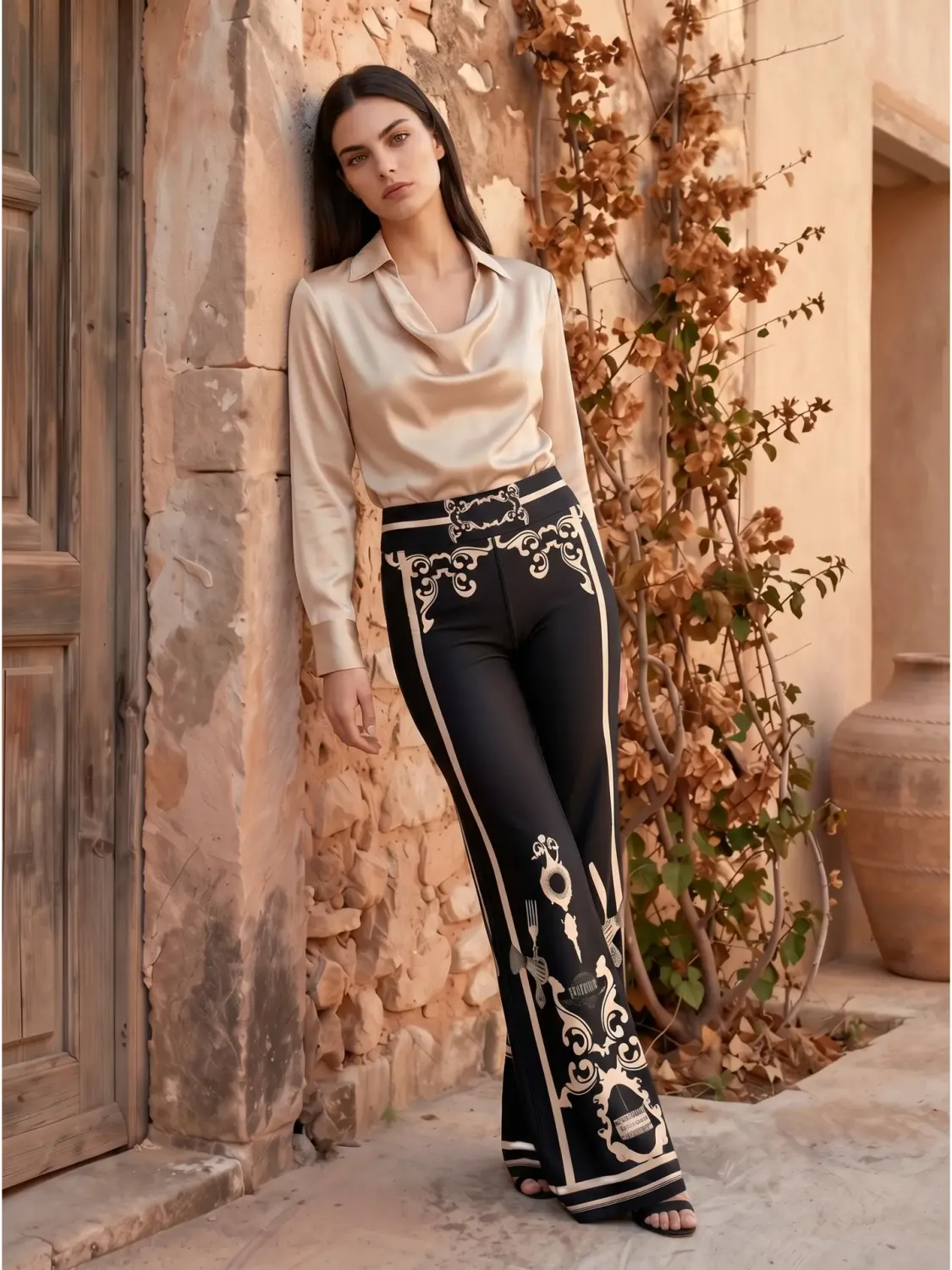 IPNG By Wild Curves: Baroque Illusion Flared Pants Front
