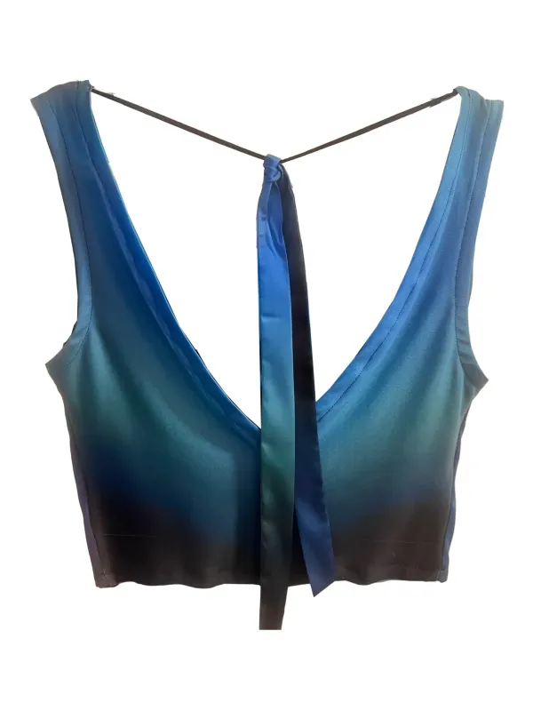 IPNG By WIld Curves: midnight Blue Cowl Neck Crop Top Back