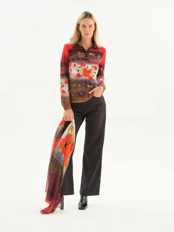 Dolcezza By Wild Curves: Bouquet of Red Clouds Art Scarf (76903)