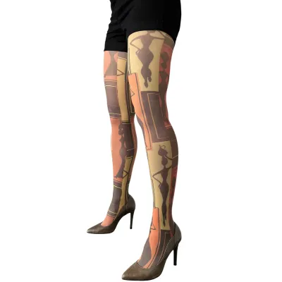 Malka Chic By Wild Curves: African Art Opaque Tights Side