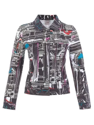 Dolcezza By Wild Curves: Trevi Art Sift Denim Jacket (76646) Front