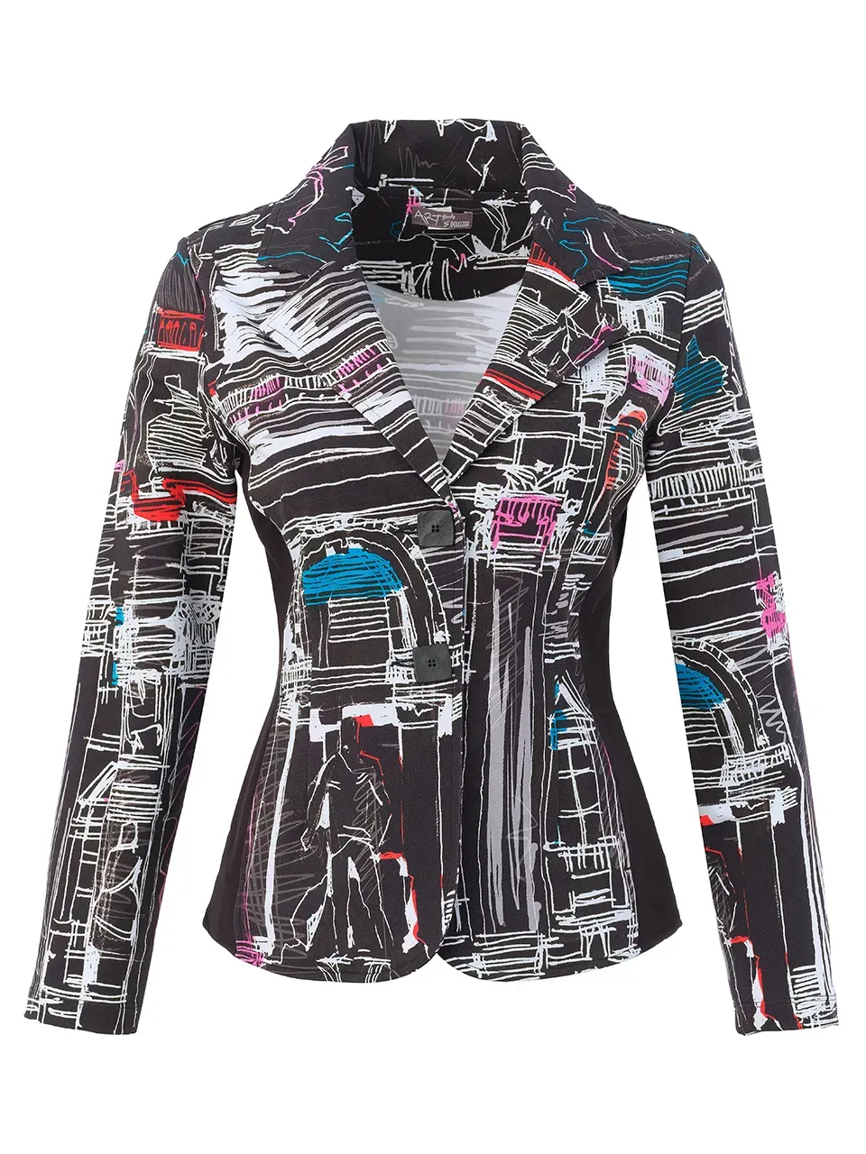 Dolcezza By Wild Curves: Trevi Art Blazer Jacket (76645) Front