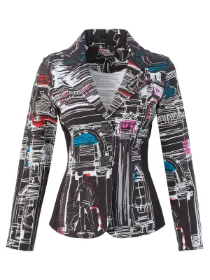Dolcezza By Wild Curves: Trevi Art Blazer Jacket (76645) Front