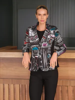 Dolcezza By Wild Curves: Trevi Art Blazer Jacket (76645) Front 2