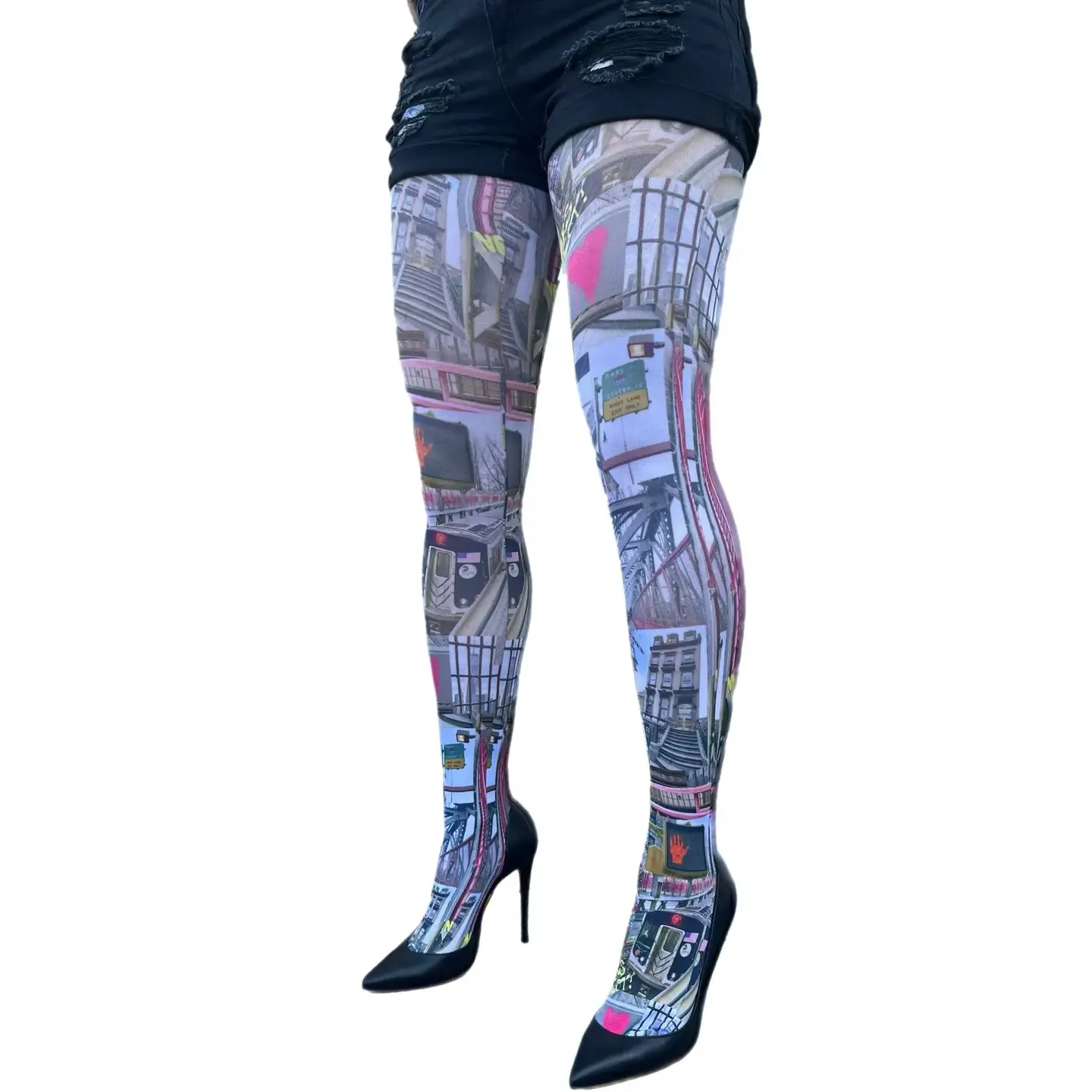 Malka Chic By Wild Curves: Brooklyn Patterned Opaque 50 Den Tights Side
