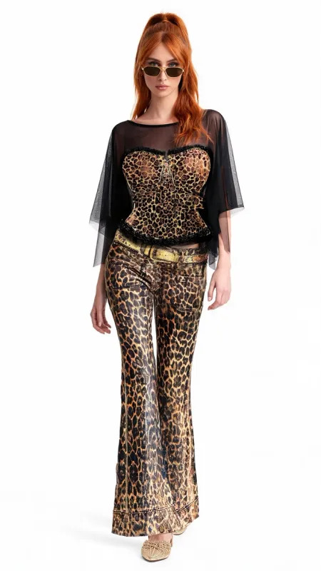 IPNG By Wild Curves: Jeanious Leo Flared Illusion Pants Front