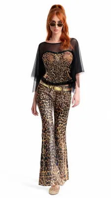 IPNG By Wild Curves: Jeanious Leo Flared Illusion Pants Front