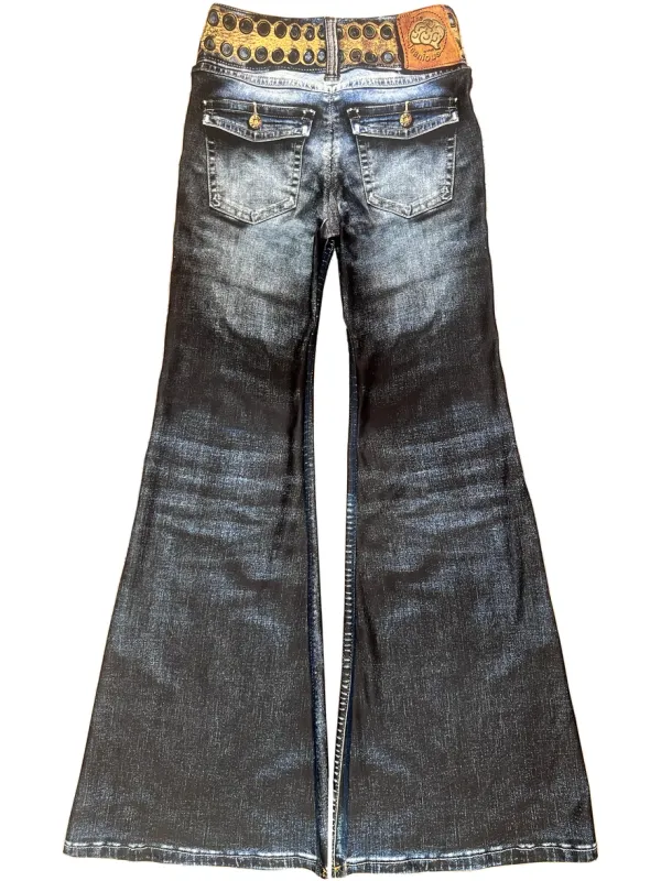IPNG By Wild Curves: Jeanious Illusion Classic Dark Denim Flared Pant Back