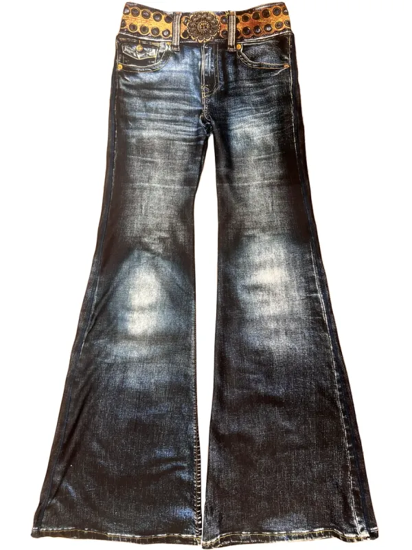 IPNG By Wild Curves: Jeanious Illusion Classic Dark Denim Flared Pant Front