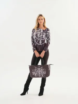 Dolcezza By Wild Curves: Chandelier Art Asymmetrical Neckline Top (76654) Front