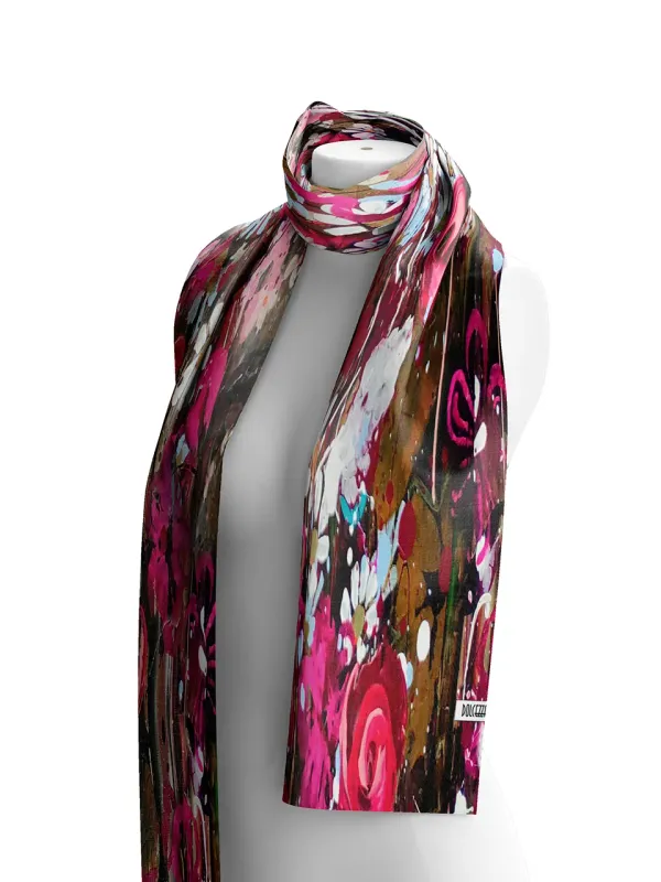 Dolcezza By Wild Curves: Wild Forest Rose Art Scarf (76907) Front