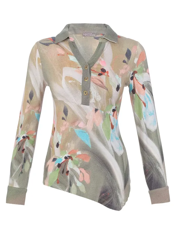 Dolcezza By Wild Curves: Keep The Dreams Alive Art Asymmetrical Blouse (76701) Front