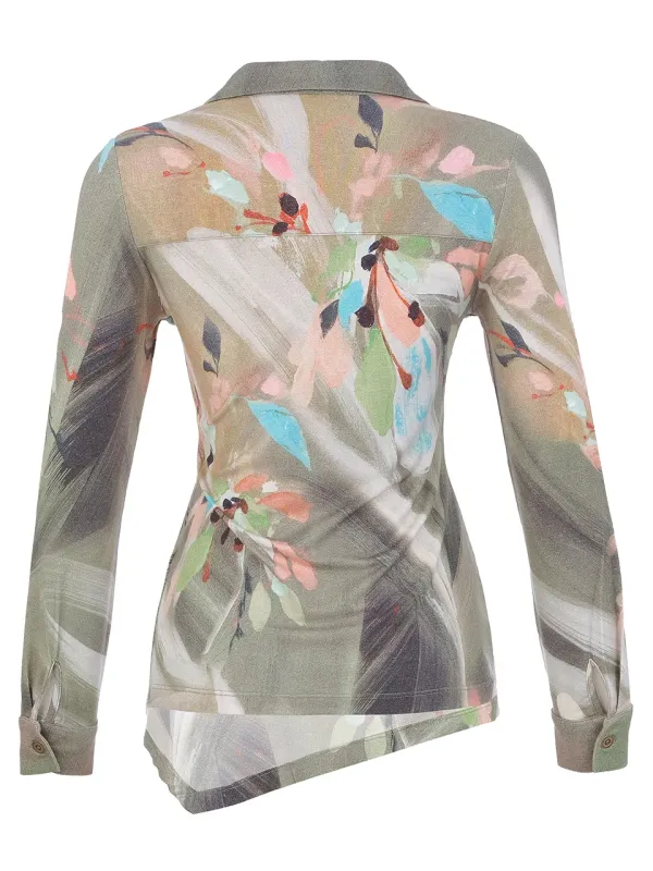 Dolcezza By Wild Curves: Keep The Dreams Alive Art Asymmetrical Blouse (76701) Back