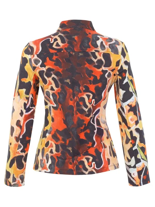 Dolcezza By Wild Curves: Animal Canvas Art Zip Blazer (76718)