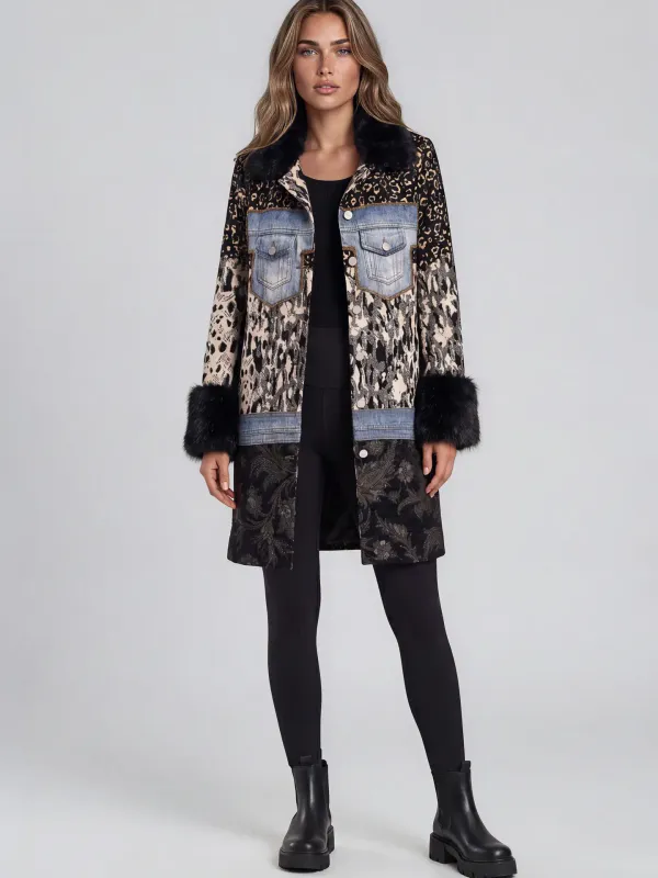Adore By Wild Curves: Mixed Media Faux Fur Patchwork Coat Front