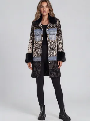 Adore By Wild Curves: Mixed Media Faux Fur Patchwork Coat Front