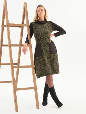 Dolcezza By Wild Curves: Wild Side Animal Print Pocket Dress (76114) Front