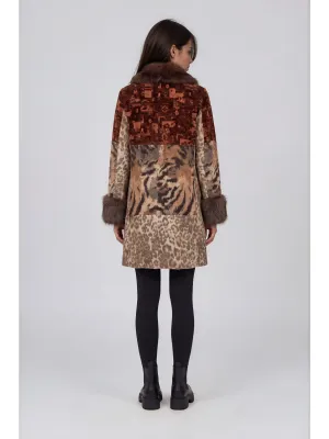 Adore By Wild Curves: Mixed Media Leo Faux Fur Patchwork Coat Back