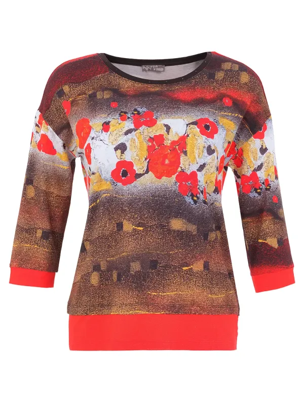 Dolcezza By Wild Curves: Bouquet of Red Clouds Art Top (76630) Front 1
