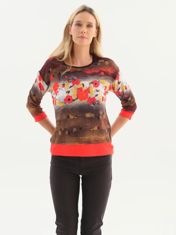 Dolcezza By Wild Curves: Bouquet of Red Clouds Art Top (76630) Front