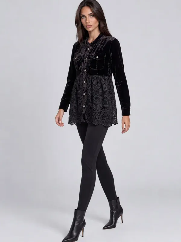 Adore By Wild Curves: Crushed Velvet Shirt Jacket Side