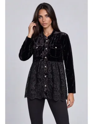 Adore By Wild Curves: Crushed Velvet Shirt Jacket Front