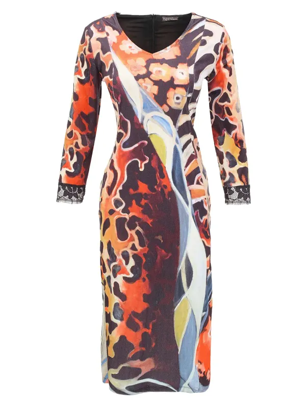 Dolcezza By Wild Curves: Animal Canvas Art Velvet Dress (76716) Front