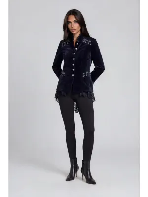 Adore By Wild Curves: Velvet Lace Peplum Jacket Front