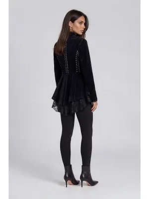 Adore By Wild Curves: Velvet Lace Peplum Jacket Back